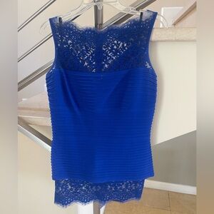 Vintage Elegant Blue Lace Sleeveless Top & Skirt